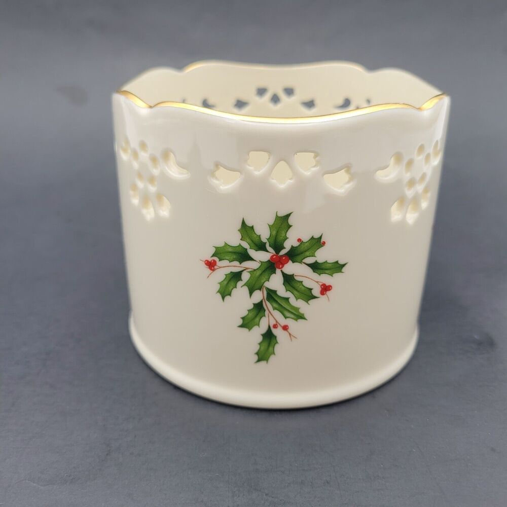 LENOX Pierced Candle Holder Wine Bottle Coaster Holiday (Dimension)